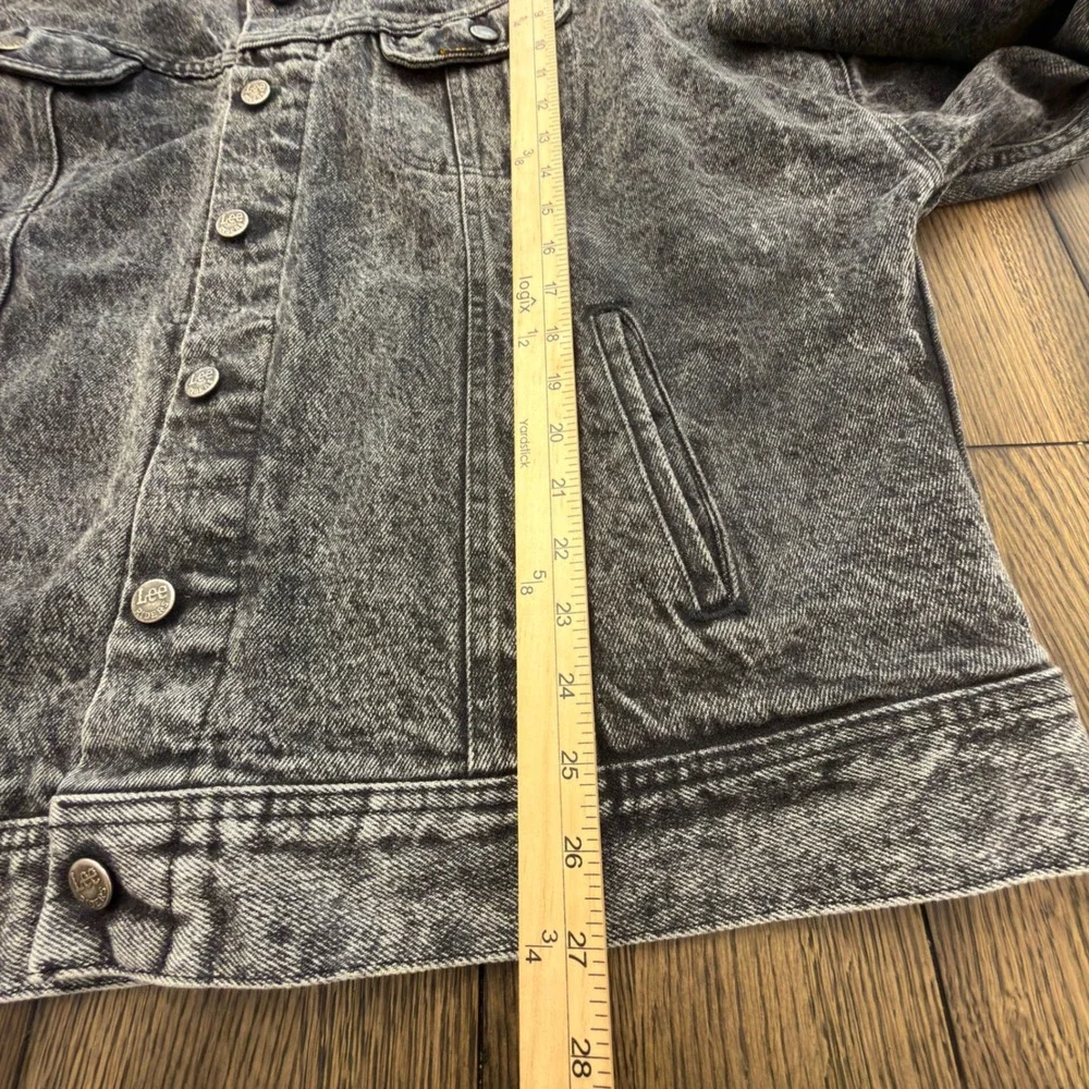 Rare Vintage Lee Riders Black Acid Wash Denim Trucker Jacket Made USA Womens XL